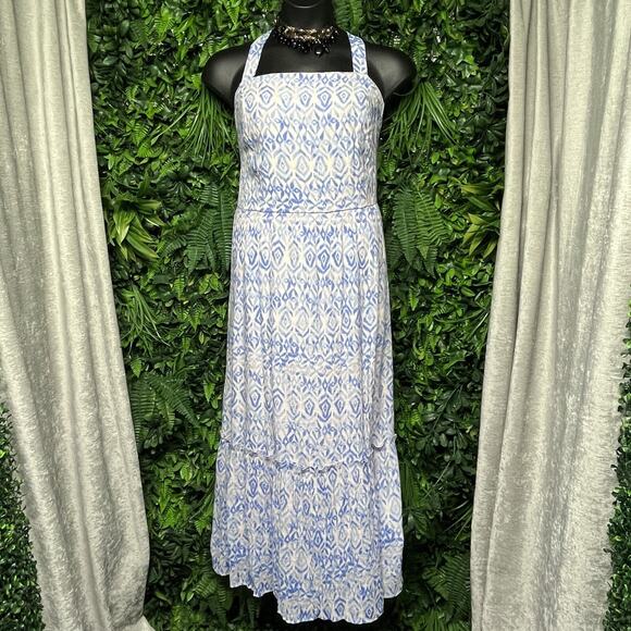 LANE BRYANT Dress Women 18 Blue Pink A Line Sleeveless Square Neck Maxi 2801 - Picture 2 of 9